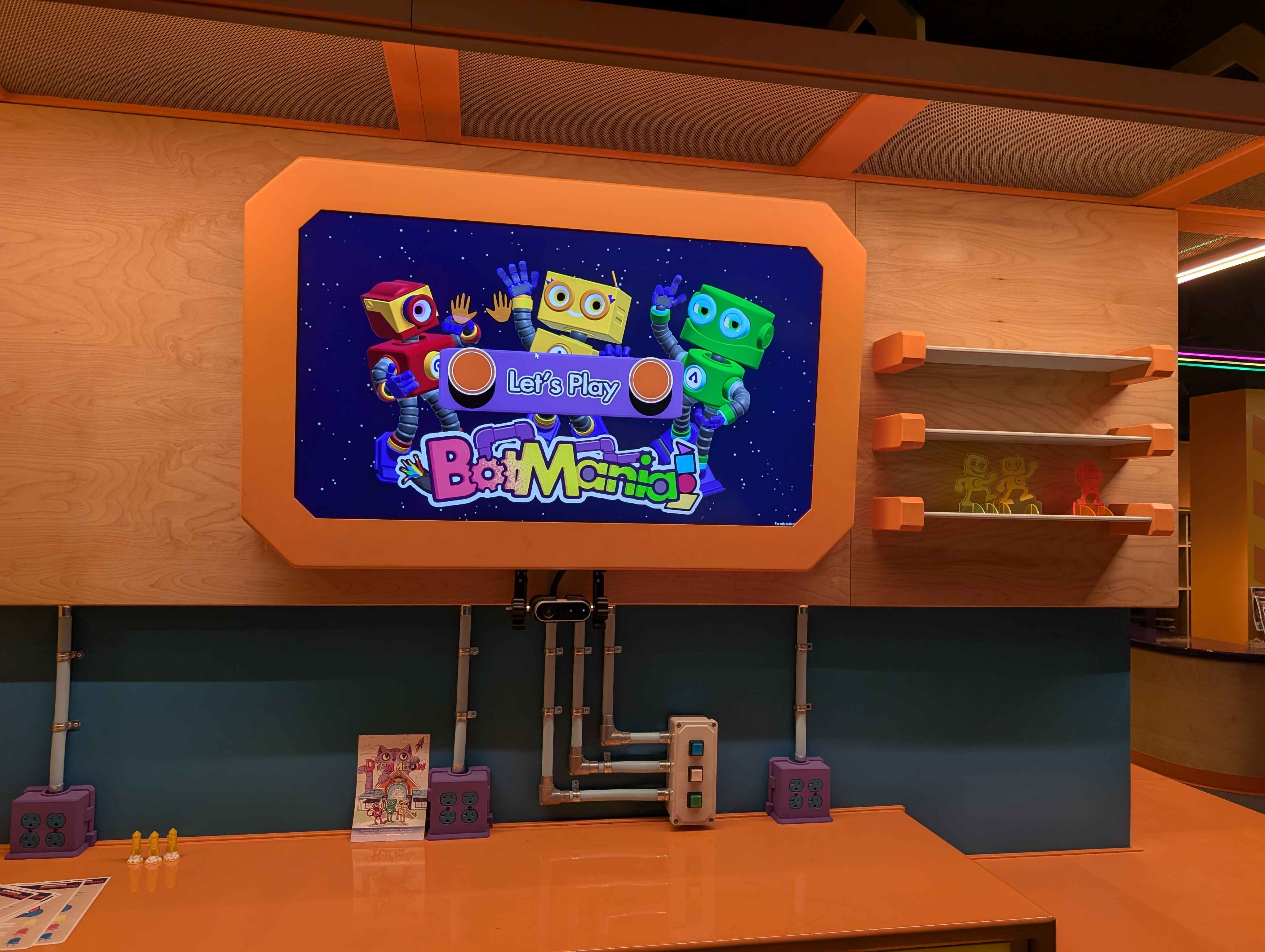 Final BotMania installation with mounted screen and camera
