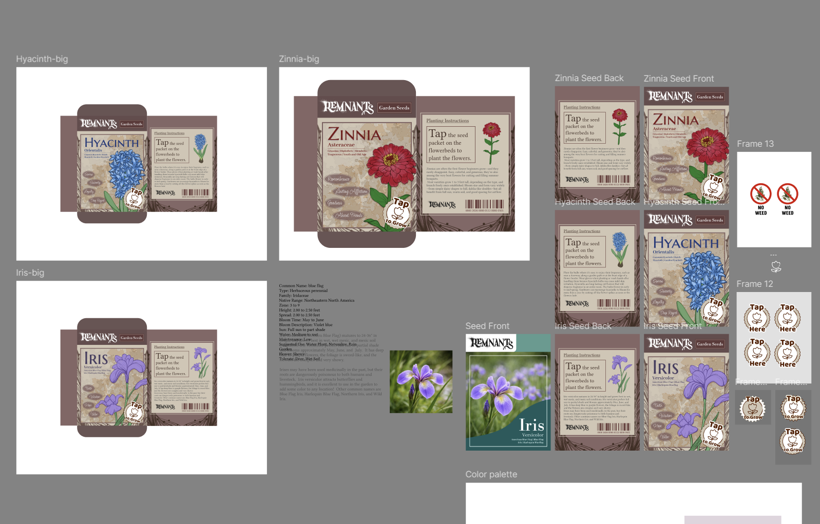 Remnants Figma seed packet design process