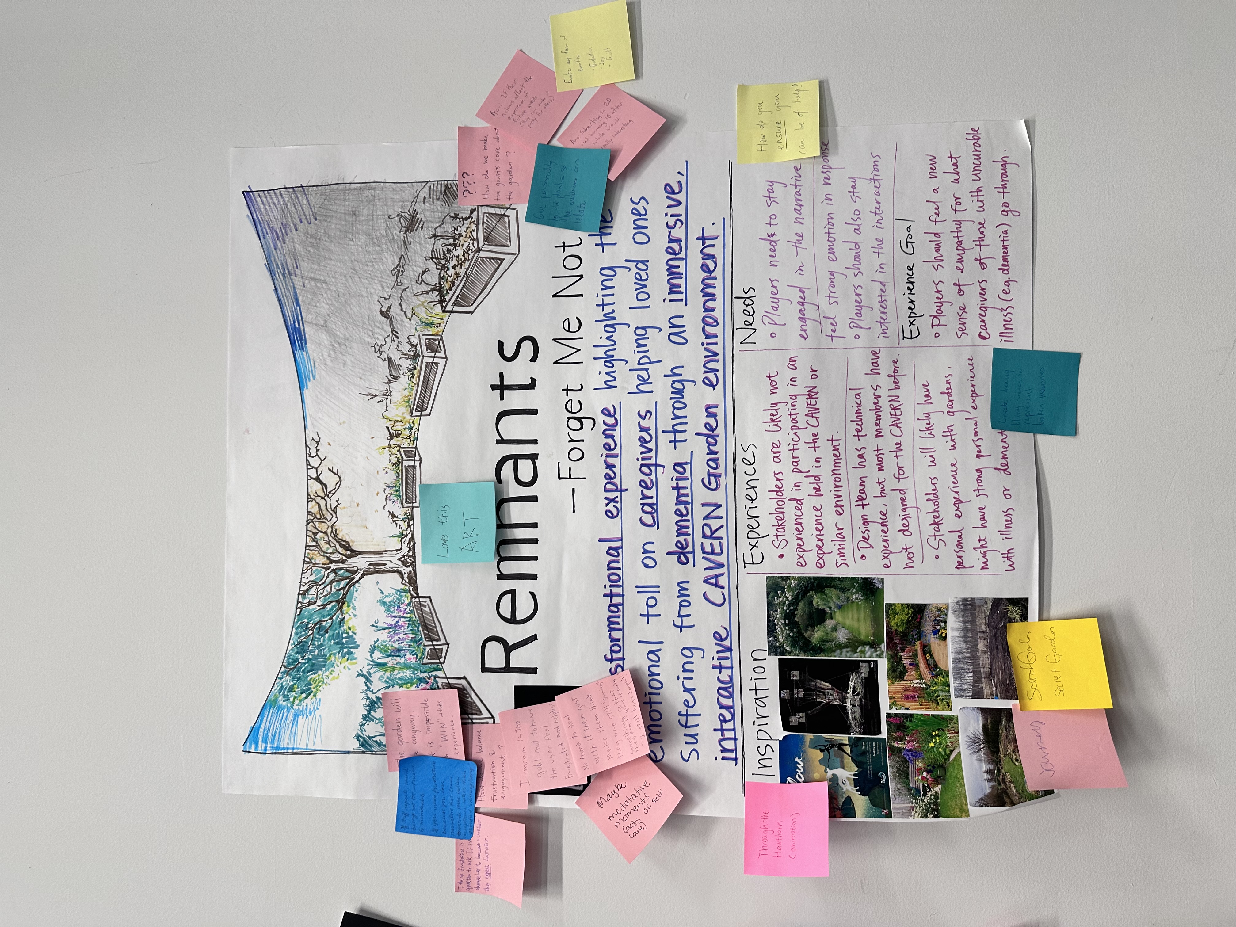 Remnants critique workshop poster with feedback notes